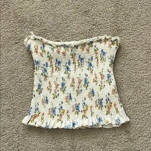 Zara Floral Smocked Ruffled Tank Top